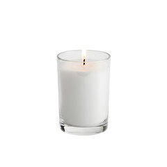 White memorial tribute remembrance candle isolated on a transparent or white background. PNG