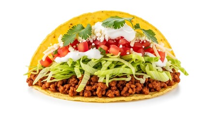 Delicious Taco with Fresh Toppings and Ground Meat