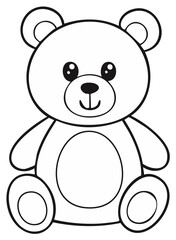 Fototapeta premium Cartoon Teddy Bear Outline Illustration For Coloring Book, Kids Activity