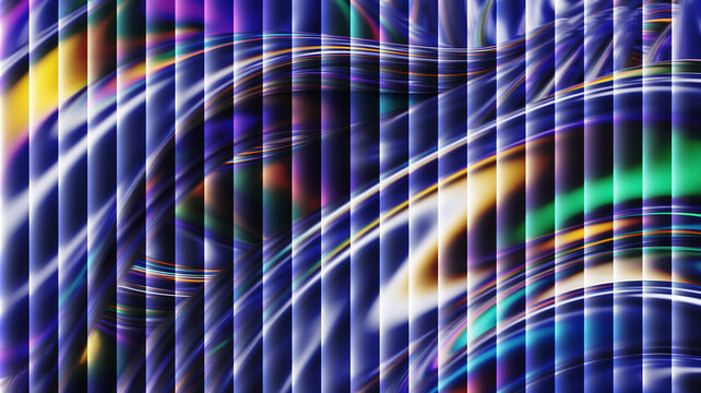 Abstract background with colorful light trails and vertical lines creating a dynamic and modern design element