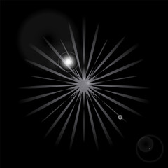 Obraz premium Golden sparkle lights, flashing lights, light effects, sunlight lens flare, glowing ray beams, sparkling starsicon on black background.