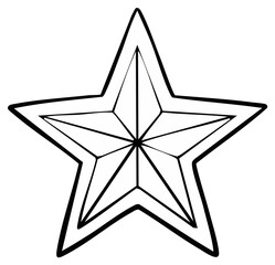 Obraz premium Detailed geometric five pointed star outline line art illustration