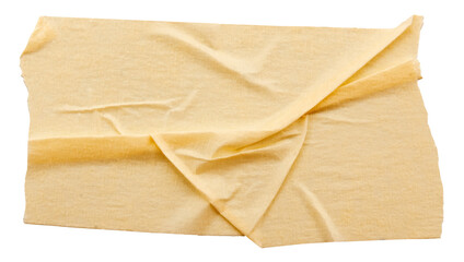 A piece of crumpled insulating paper tape on a white background.