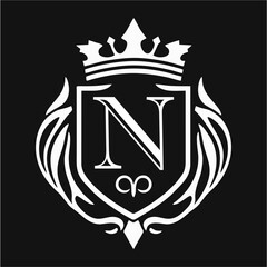 Abstract Artistic Alphabet A-Z
 Royal Shield Logo with Crown and Ornamental Crest in Elegant Vector Design for Luxury Branding, Classic Heritage, and Zenith Aesthetic