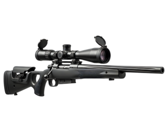 Rifle with scope and bipod isolated on transparent background