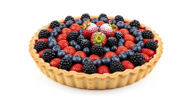 Fresh Berry Tart with Strawberries, Blueberries, and Blackberries - Powered by Adobe