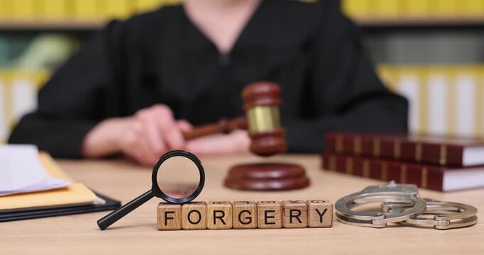 Exploring legal themes with a focus on forgery and the pursuit of justice in a courtroom setting