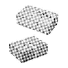 Halftone gift boxes,trendy collage elements