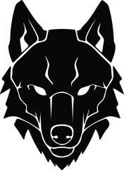 Vector Wolf head simple design black and white silhouette illustration