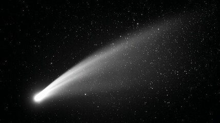 Comet Streaking Across the Cosmos: A celestial spectacle unfolds as a luminous comet cuts a radiant path through the star-studded expanse of the night sky, its tail a trail of ethereal light.