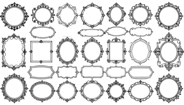 A collection of intricately detailed, ornate picture frame designs, various shapes
