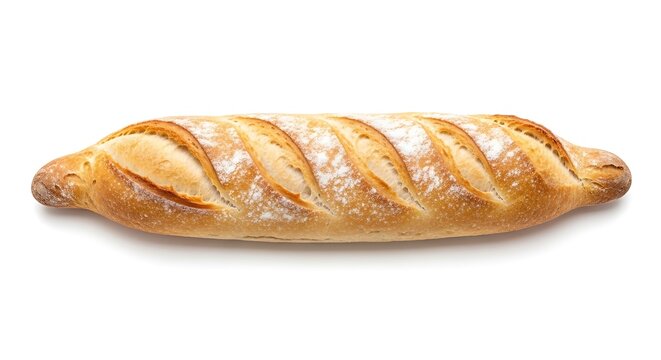 Freshly Baked Artisan Baguette Bread on White Background