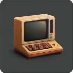 Vintage Computer: A classic and iconic retro computer stands isolated, a symbol of bygone technology. The image is a nostalgic throwback to the days of computing, with focus on vintage design.