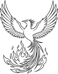 Fototapeta premium Phoenix bird fire flames mythical creature rebirth mythology legend fantasy art