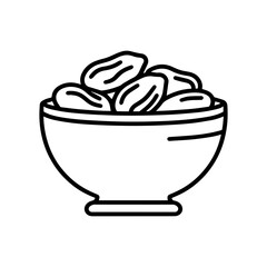 Bowl of Dates Line Art Illustration