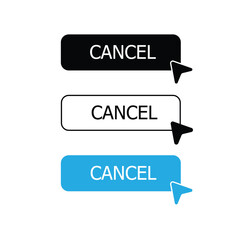 Dynamic vector cancel button set with interactive mouse cursor design, ideal user interface elements for web and mobile applications, providing clear action options for digital projects