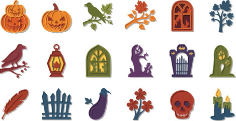 Fototapeta premium Halloween Icons Spooky and Festive Designs for the Holiday Season.