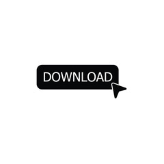 Download Button Icon A simple and elegant black icon featuring the word "Download" with a cursor pointer for easy access