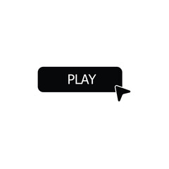 Play Button Icon with Cursor Simple Black Design for Media Applications, Web Interface