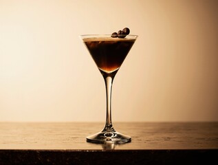 Elegant espresso martini cocktail with coffee bean garnish