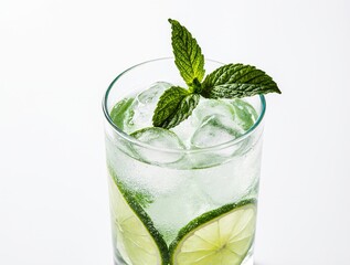 Refreshing mojito cocktail with lime and mint garnish