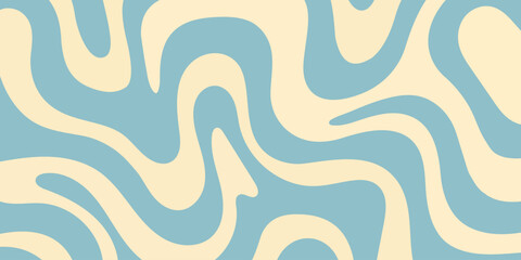 Abstract horizontal background with colorful waves. Trendy vector illustration in style retro 60s, 70s. Pastel colors