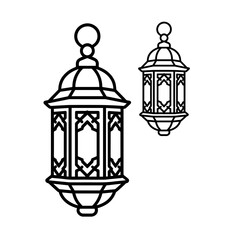 Islamic lantern line art illustration