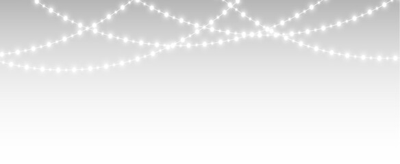 Decorative holiday garland with illuminated bulbs, vector background for Christmas banners, festive cards, seasonal illustrations, and celebration designs.