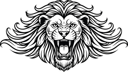 Lion head mane roar angry beast wild animal predator strength power king