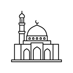 Mosque Outline Icon – Islamic Building and Worship Place Illustration