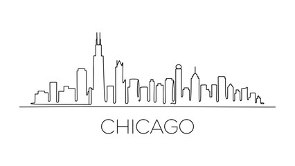 Chicago Skyline: A minimalistic linear illustration of the Chicago skyline, capturing the essence of the city's architecture.