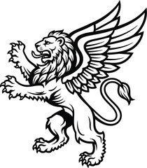 Griffin heraldry mythical creature winged lion beast fantasy emblem mascot art