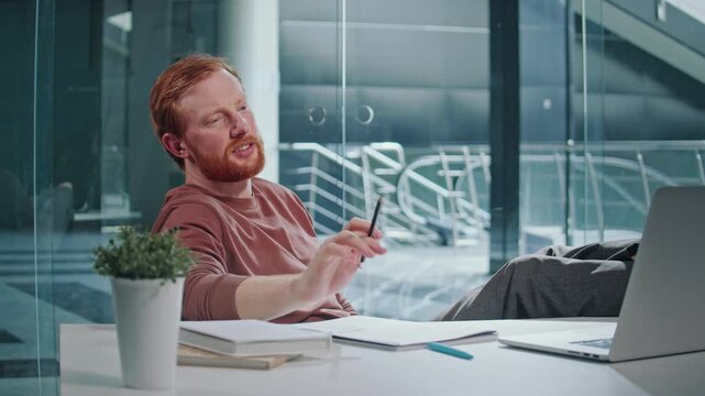 Entrepreneurial Challenge, Decision Fatigue, Mental Load. A Man Sits in His Office Staring at a Computer Screen, Struggling to Make a Tough Business Decision A Moment of Uncertainty, Internal Conflict