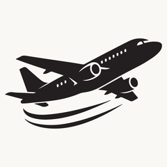 Aviation logo with airplane and mountains