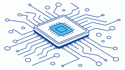 Central processing unit illustration computer chip technology electronics diagram circuit board vector Abstract