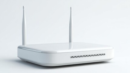 White WiFi router on a white background
