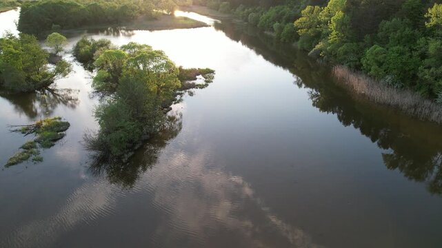 Delta Floresti and Somes river, a river, delta, lake, and wetland area. Natural environment near the Cluj-Napoca city