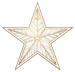 Obraz premium Luxury decorative five pointed star in gold with hand drawn engraved line art