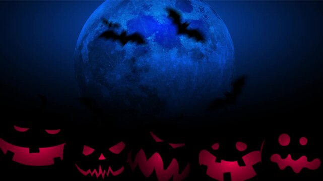 sfondo, video, 4k, pipistrelli, halloween, notte, stormo di pipistrelli, luna piena