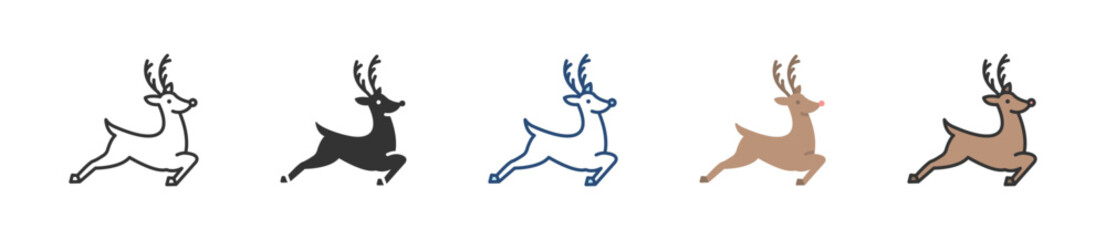 Reindeer Icon Set Multiple Style Collection