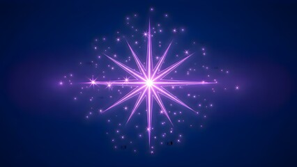A luminous pink star with multiple rays and sparkling accents shines brightly on a deep blue background, evoking a sense of wonder, cosmic fantasy, and the allure of abstract digital artwork.

