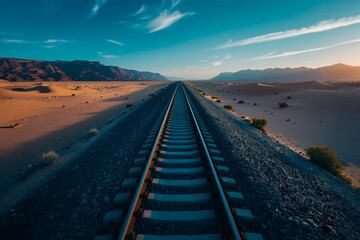 railway tracks in a desert landscape