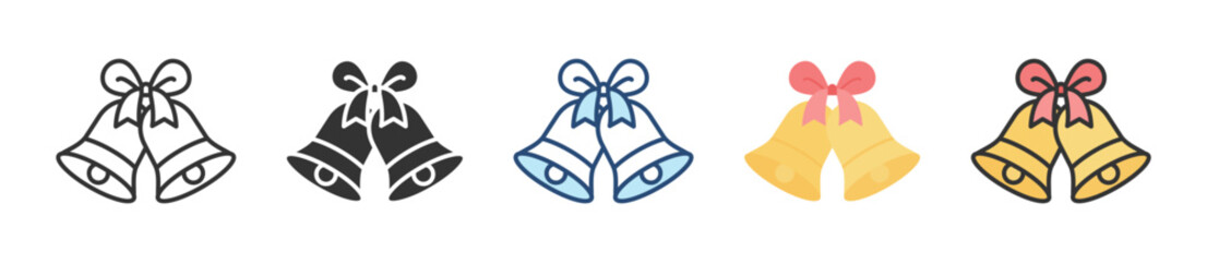 Jingle Bells Icon Set Multiple Style Collection