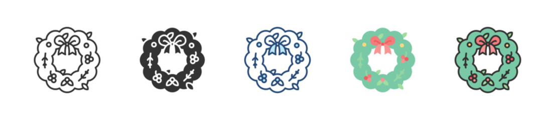 Wreath Icon Set Multiple Style Collection