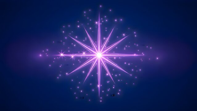 A luminous pink star with multiple rays and sparkling accents shines brightly on a deep blue background, evoking a sense of wonder, cosmic fantasy, and the allure of abstract digital artwork.

