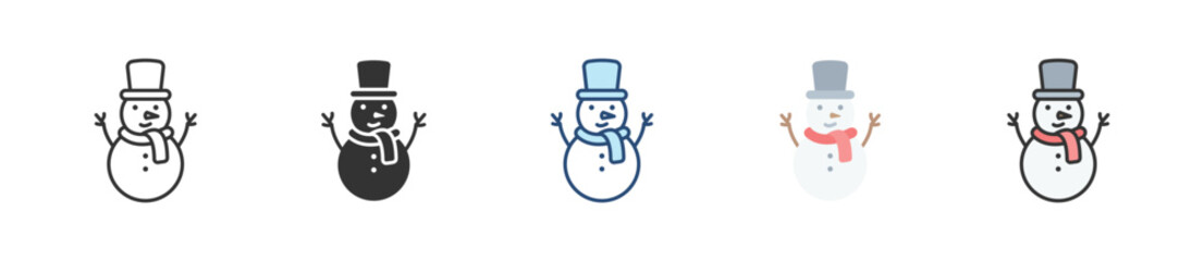 Snowman Icon Set Multiple Style Collection