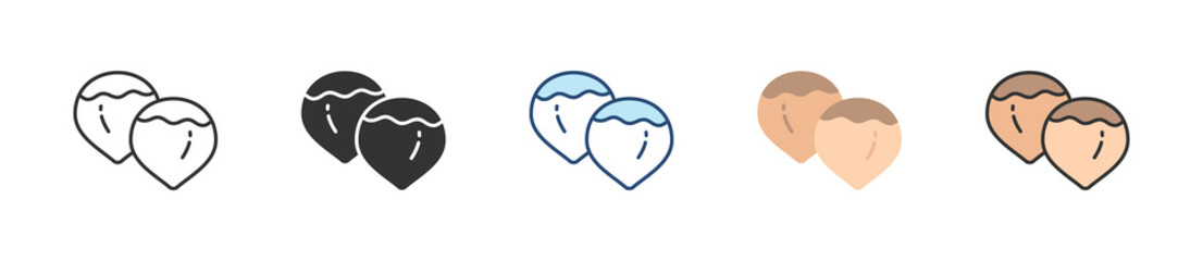 Chestnuts Icon Set Multiple Style Collection