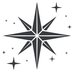 Obraz premium Stylized Eight Pointed Starburst With Sparkles Graphic Design Element