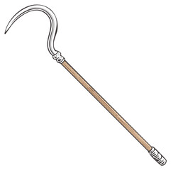 Hand Drawn Druid Sickle Weapon Illustration Vintage Harvesting Tool