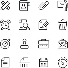 Office line icon set and Business outline icon set